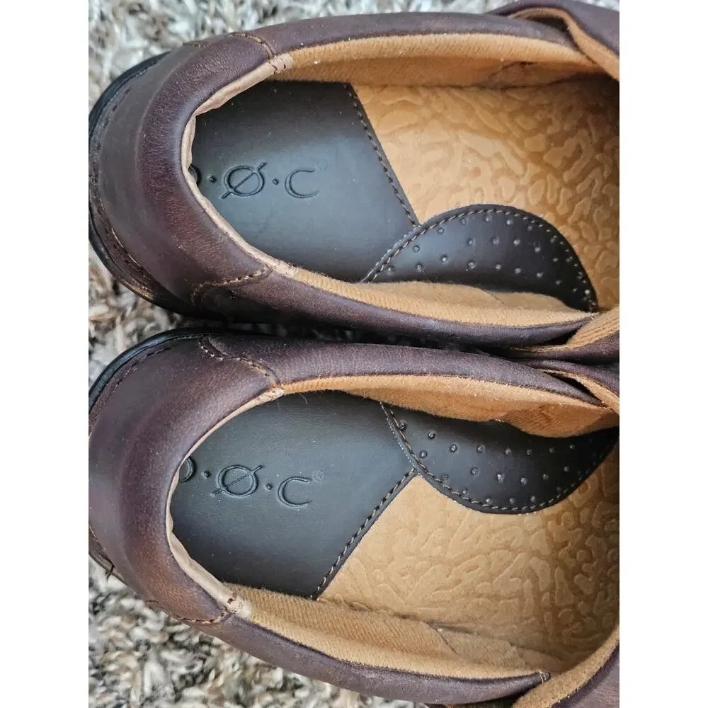 b.o.c Born Concept Brown Leather Comfort Clogs Women’s 7 Wide Slip On Shoes